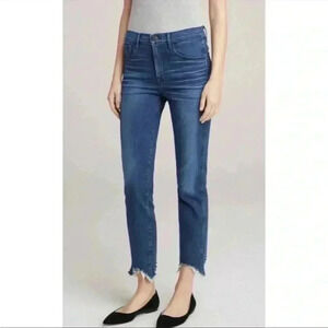3x1 NYC Shelter Crop Denim Chewed Hem High Rise Straight Leg Jeans 26